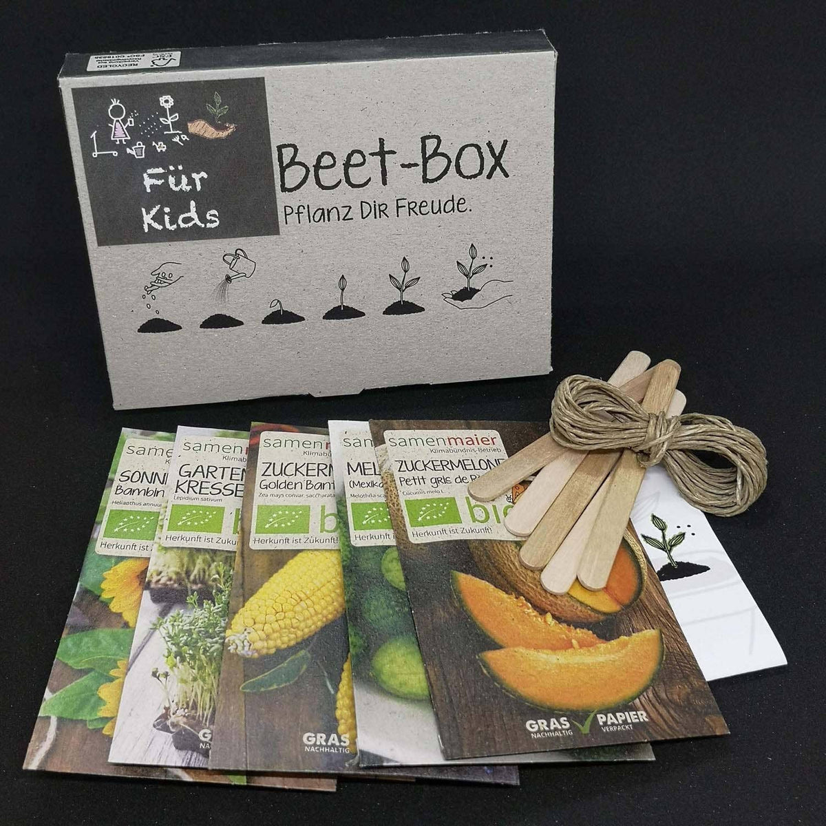 Samen Maier - BIO Beet-Box „Für Kids“ – 5 Saatgutsorten