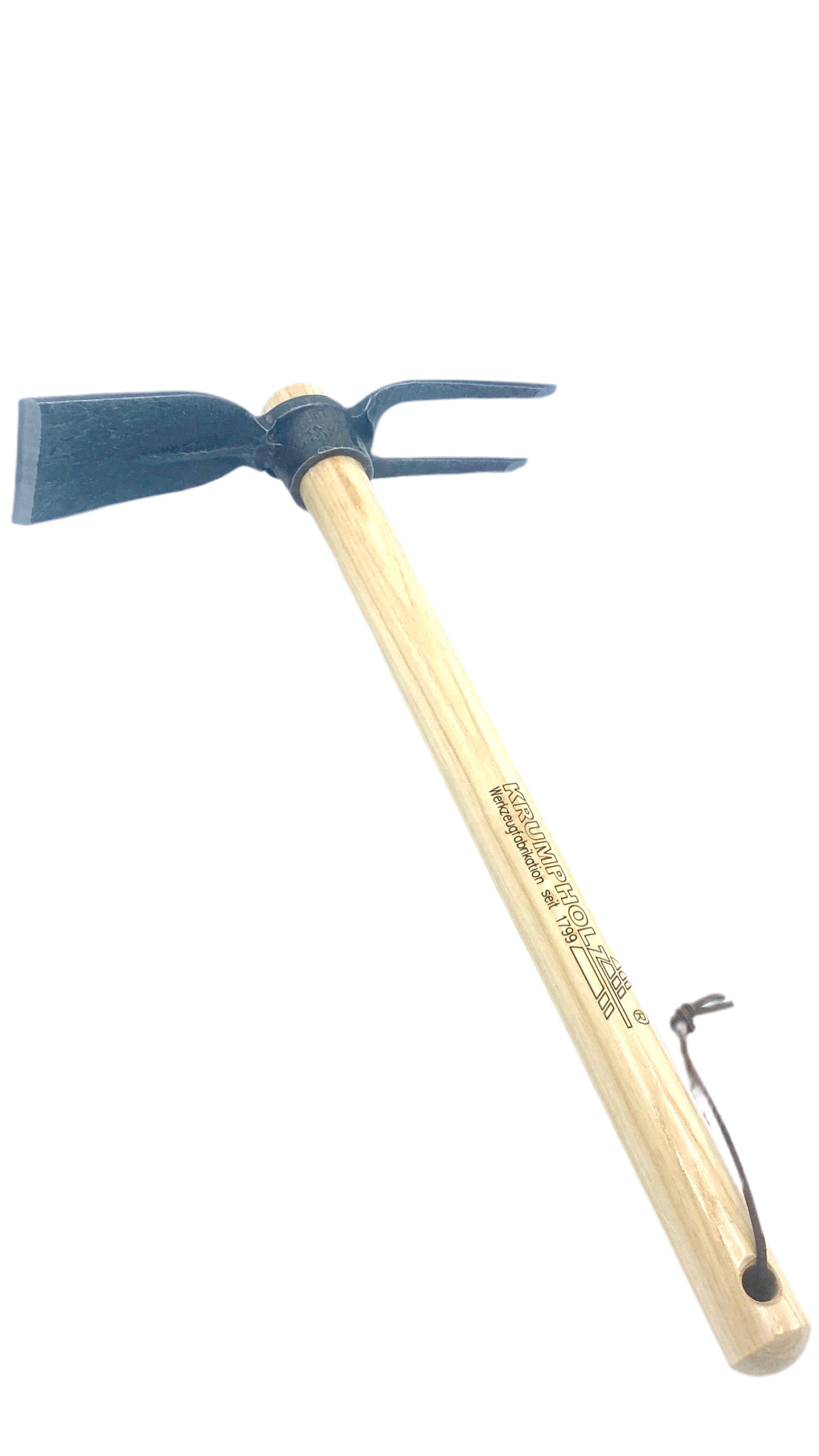 Krumpholz Hacke ca. 60 cm für Hochbeet und Garten mit Doppelfunktion Eschenstiel