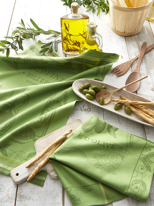 Tea towel approx. 50x75 made of cotton - Jacquard - Bottle Surfine Oil Design