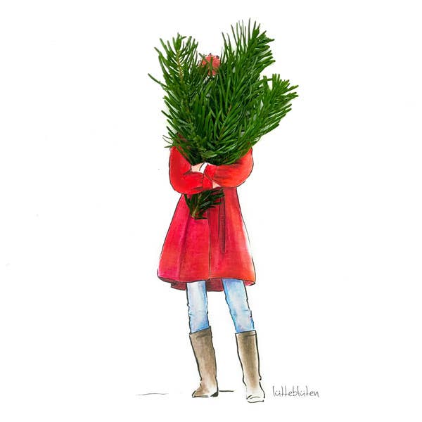 Christmas tree branch - Christmas card with envelope