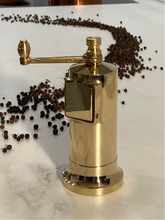 Pepper mill made of solid metal brass