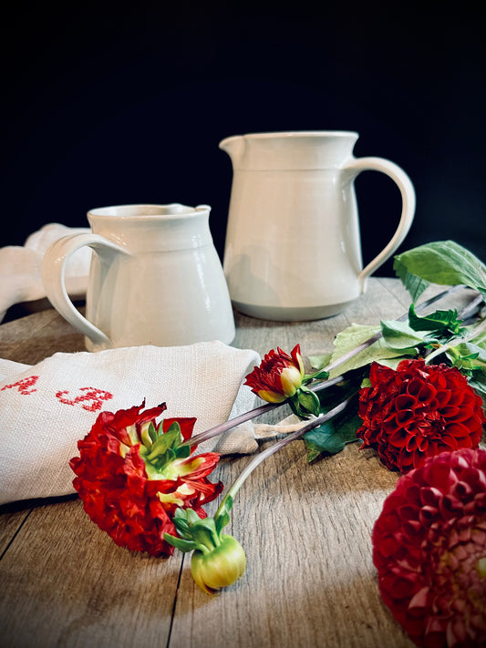 Jug set of 2 wide (small & large) hand-made