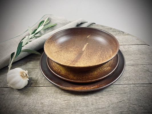 Hand-made set of 3 table series Classic with special glaze