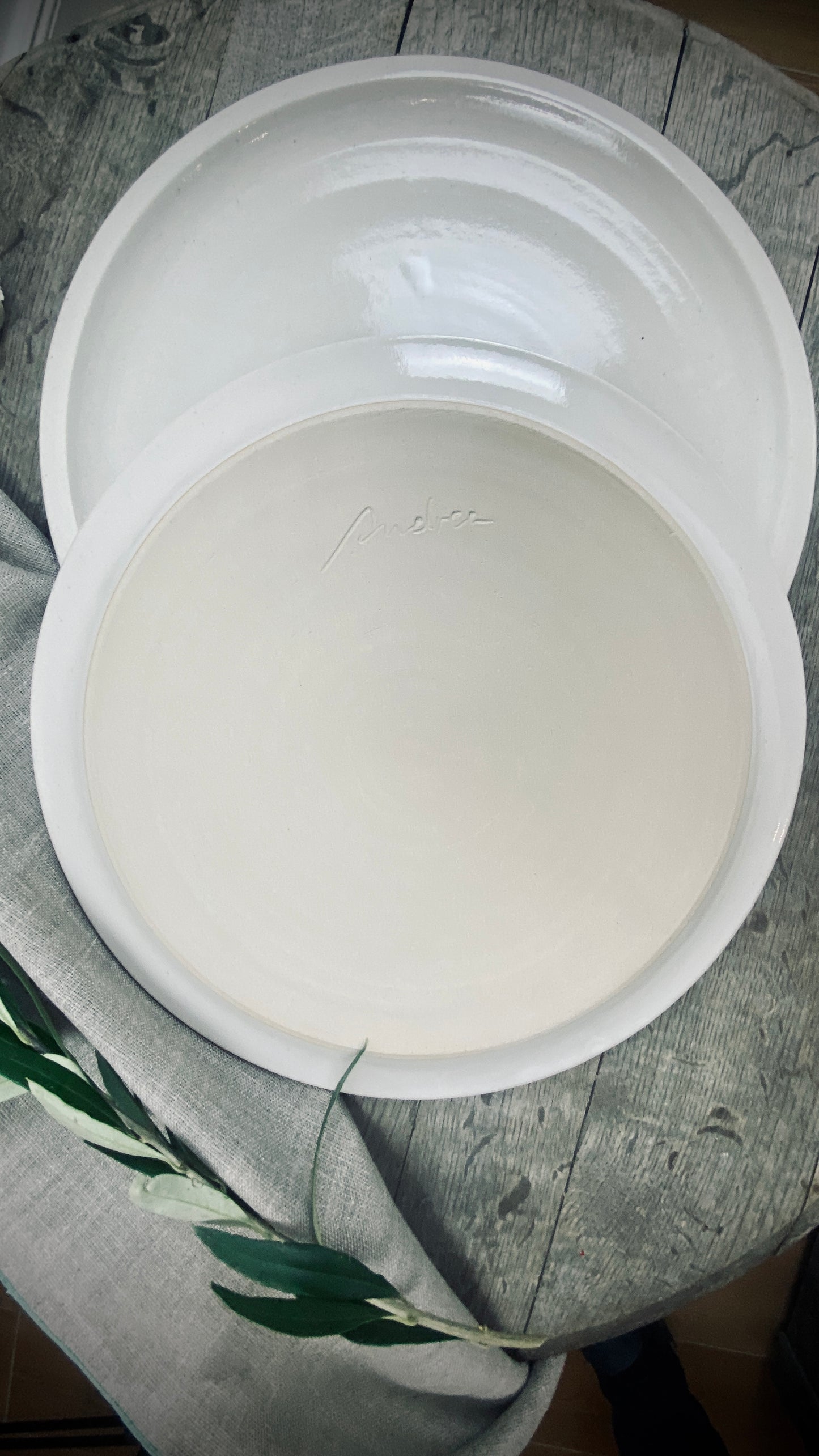 Handgetöpferte 2er Set-Tischserie Klassik große Teller Atelier Andrea
