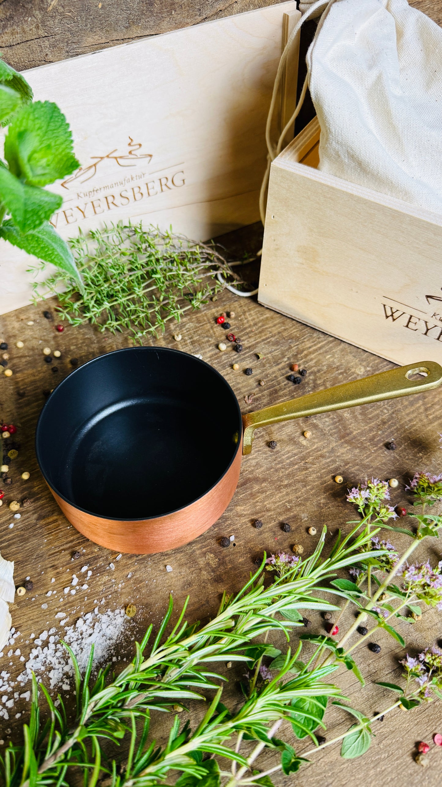 Weyersberg Kupfer-Butterpfännchen – Butterwärmer & Soßentopf 10 cm Durchmesser (nicht Induktionsgeeinigt)