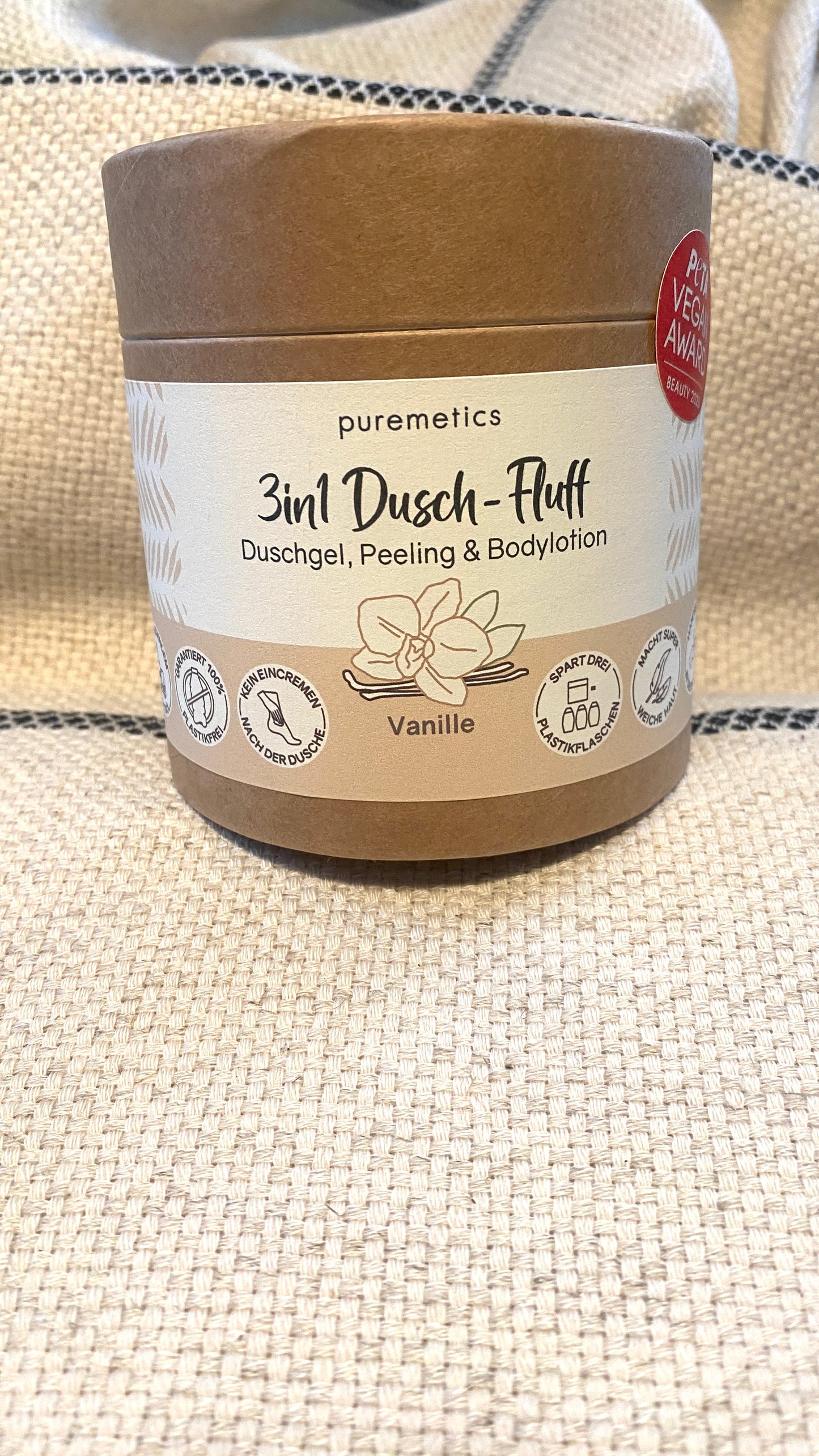 Strandtuch, Saunatuch, Badetuch 50% Leinen 50% Baumwolle Schwarz mit 3in1 Vanille