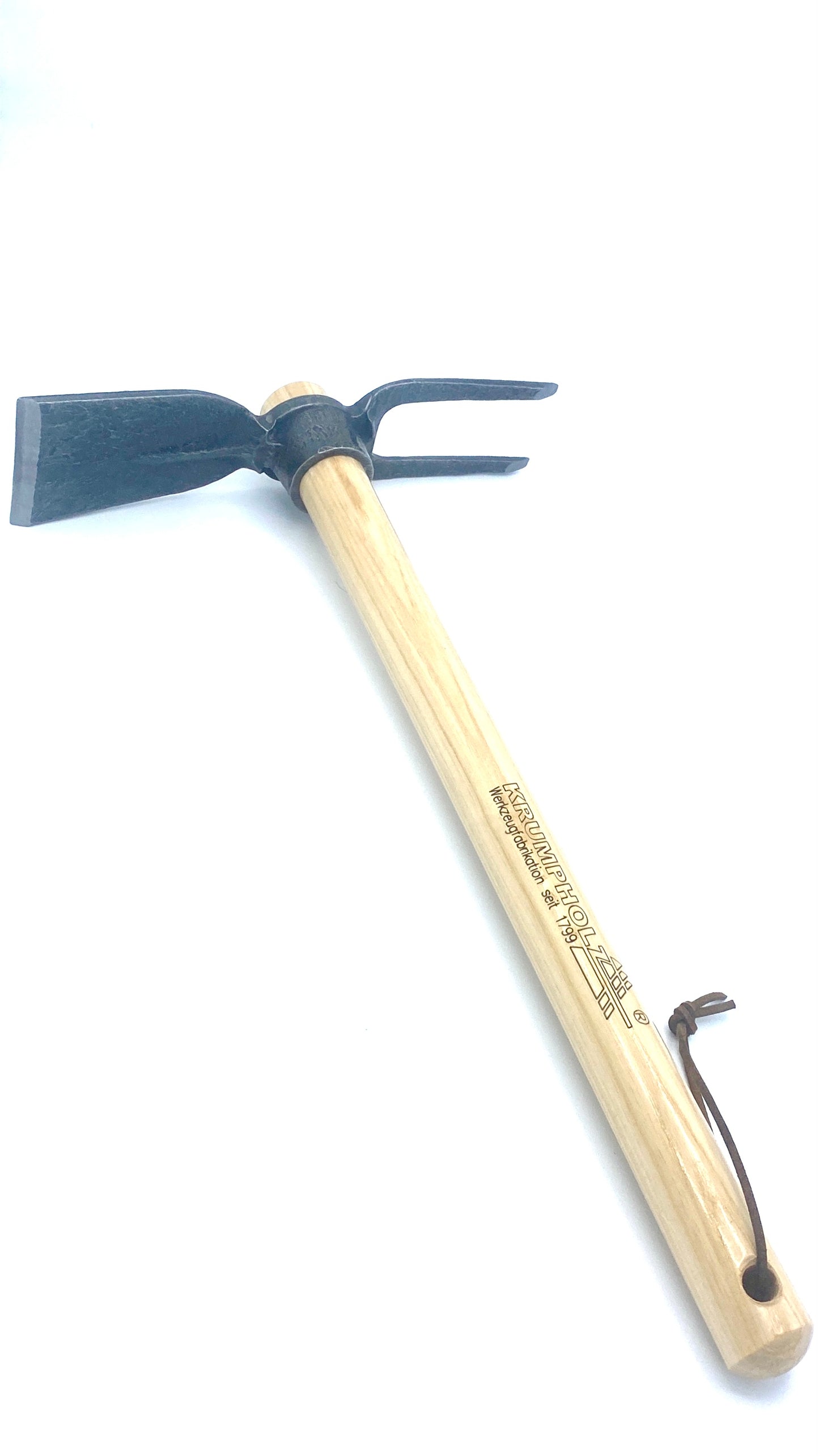Krumpholz Hacke ca. 60 cm für Hochbeet und Garten mit Doppelfunktion Eschenstiel