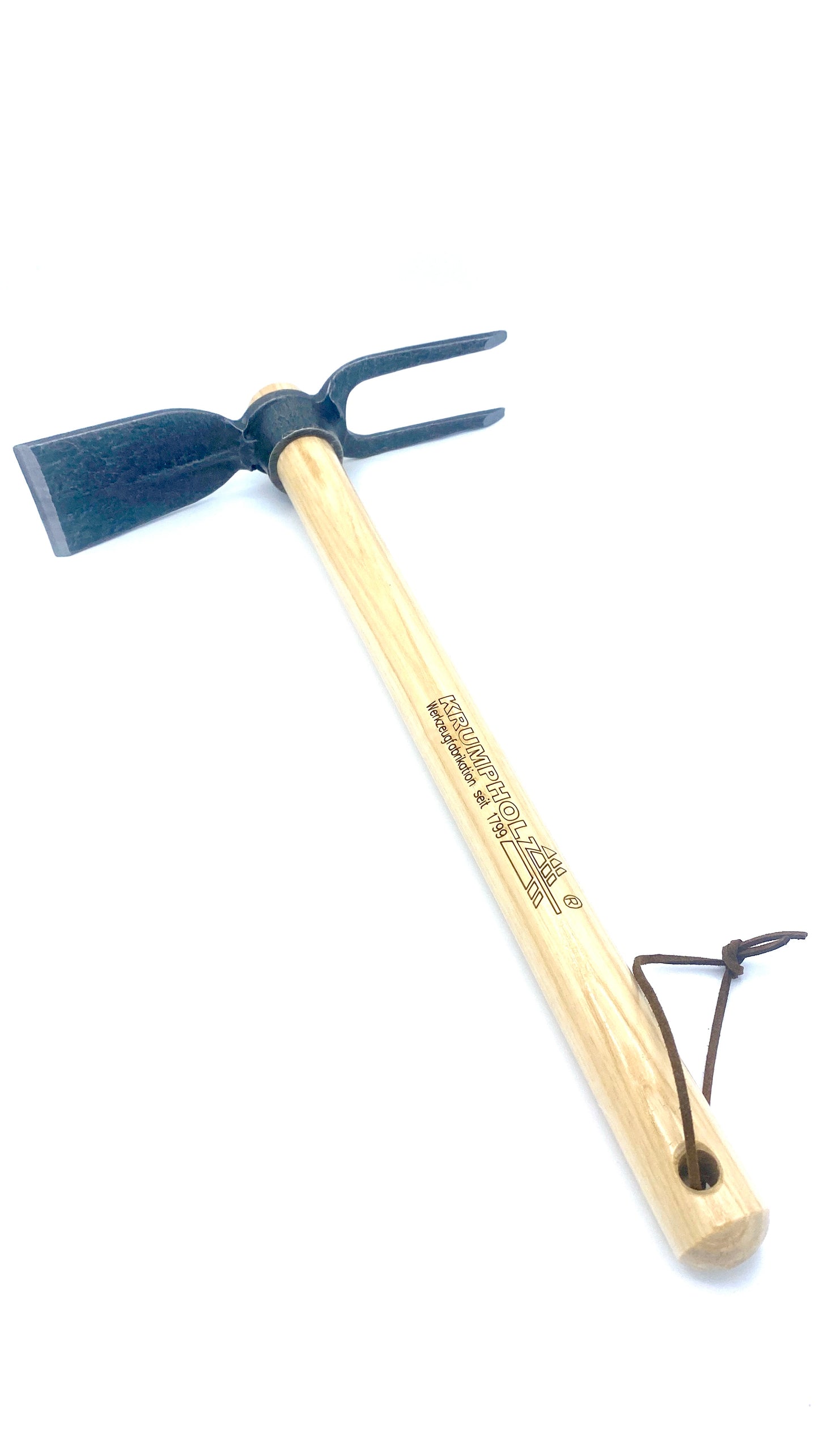 Krumpholz Hacke ca. 60 cm für Hochbeet und Garten mit Doppelfunktion Eschenstiel