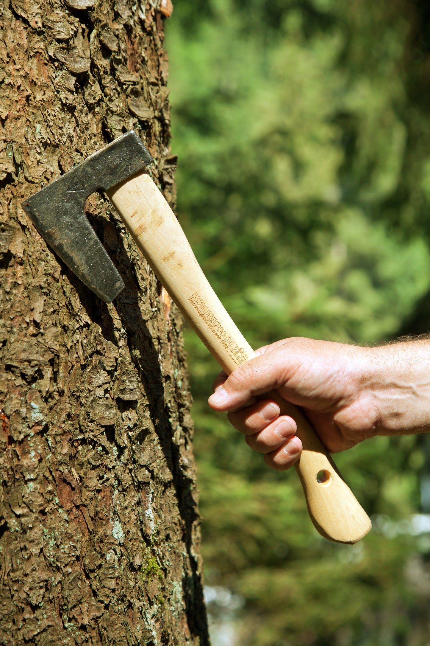 Krumpholz – Garden axe with and without leather blade guard and belt buckle