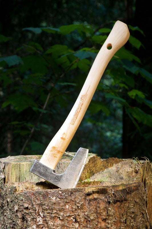 Krumpholz – Garden axe with and without leather blade guard and belt buckle