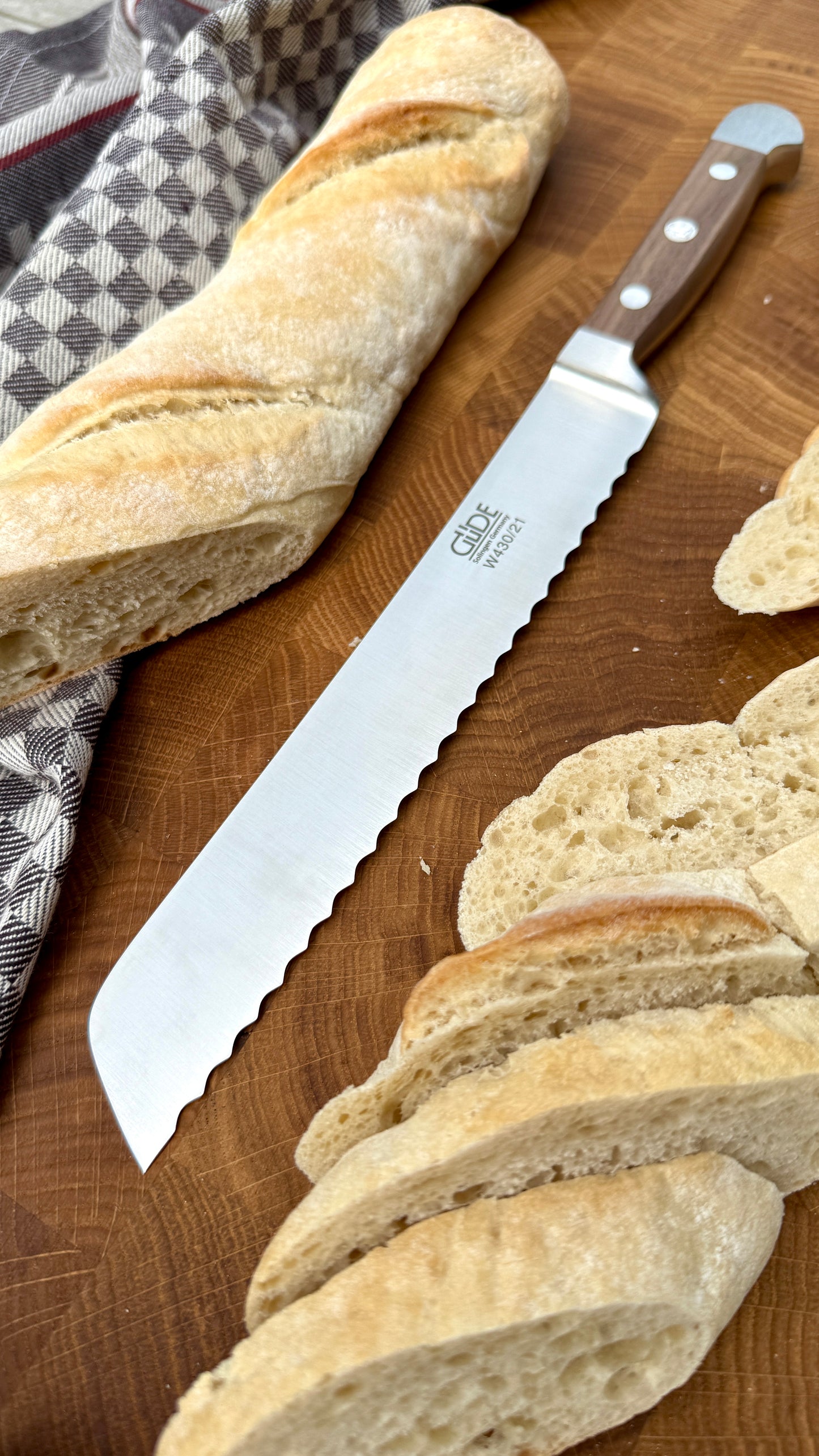 Güde bread knife Alpha walnut (blade length: approx. 21 cm)