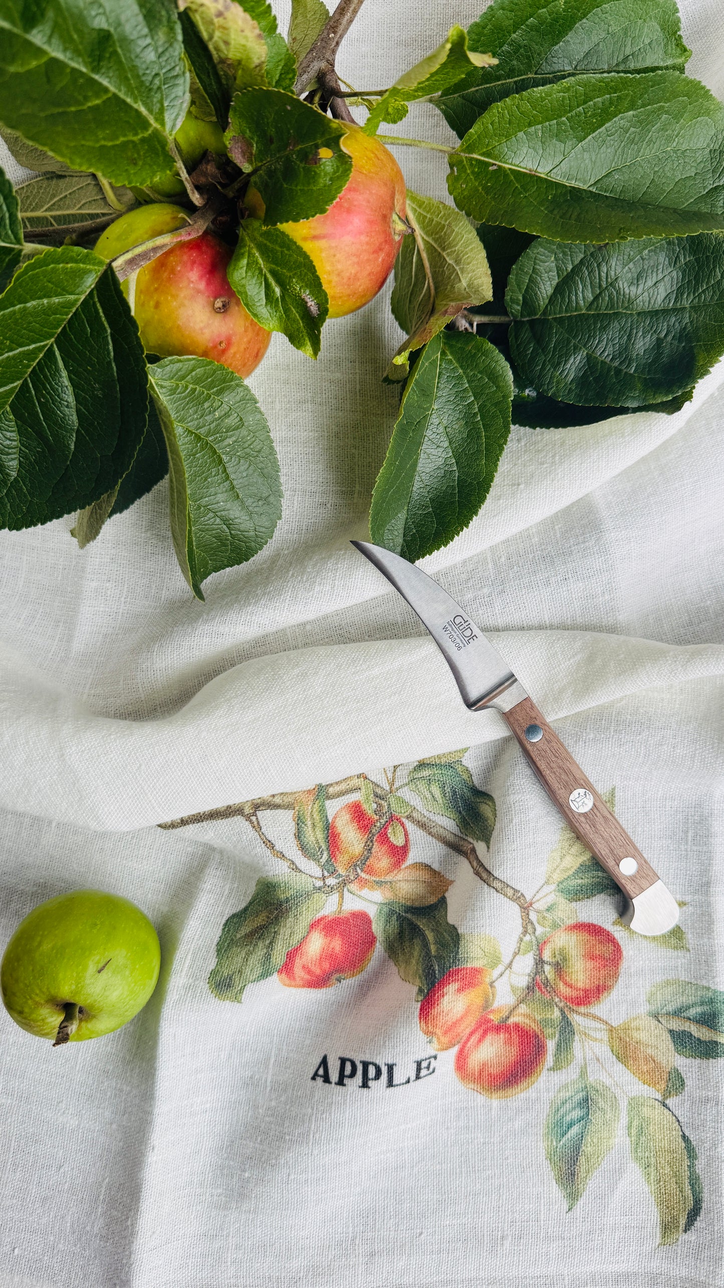 Geschenkset Apfel Leinentuch & Schälmesser