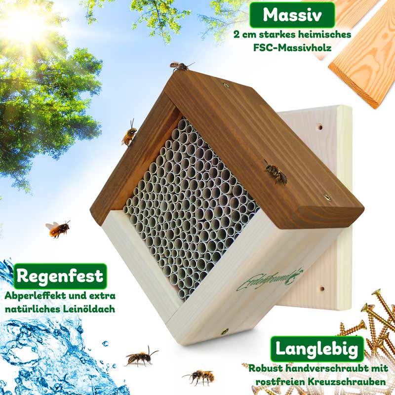ERDENFREUND® Wildbienenhaus mit 4-fach Aufhängung