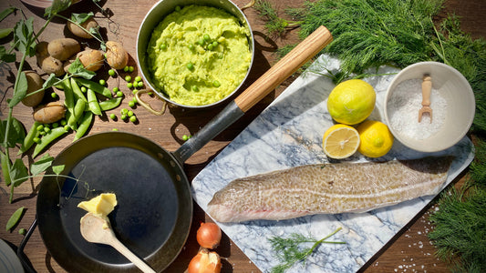 Gebratenen Angel-Dorsch mit Zitronenbutter und Dill