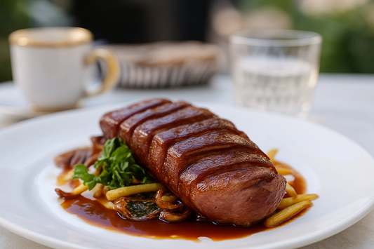 Rosa gebratene Entenbrust mit Orangensauce & winterlichem Feldsalat