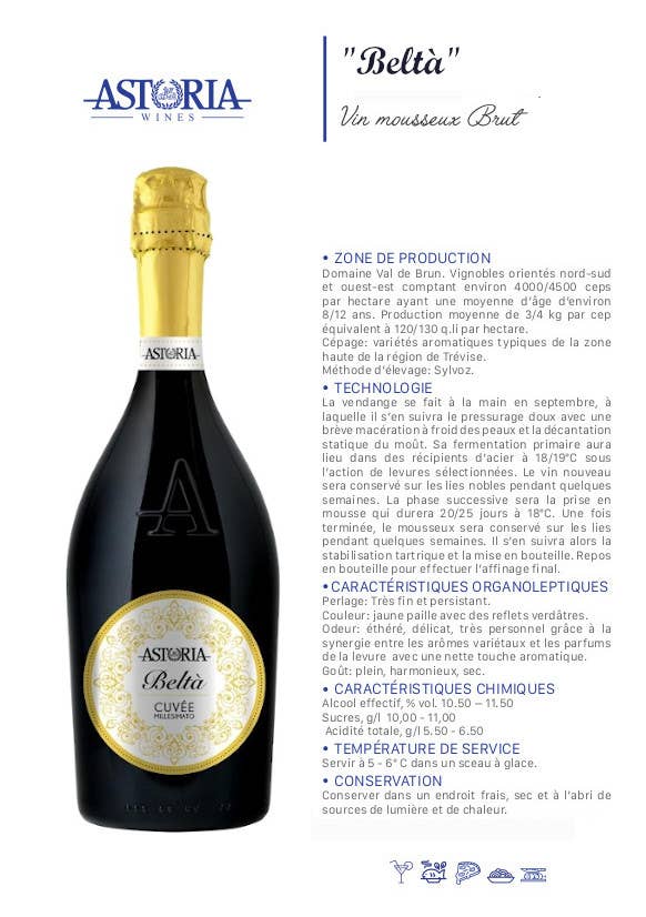 Sparkling wine Brut Millesimato “Beltà” Astoria 0.75 liters