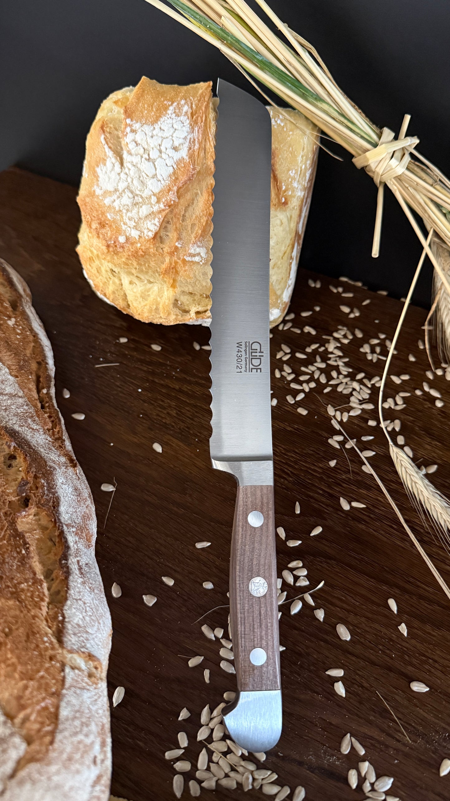 Güde bread knife Alpha walnut (blade length: approx. 21 cm) 