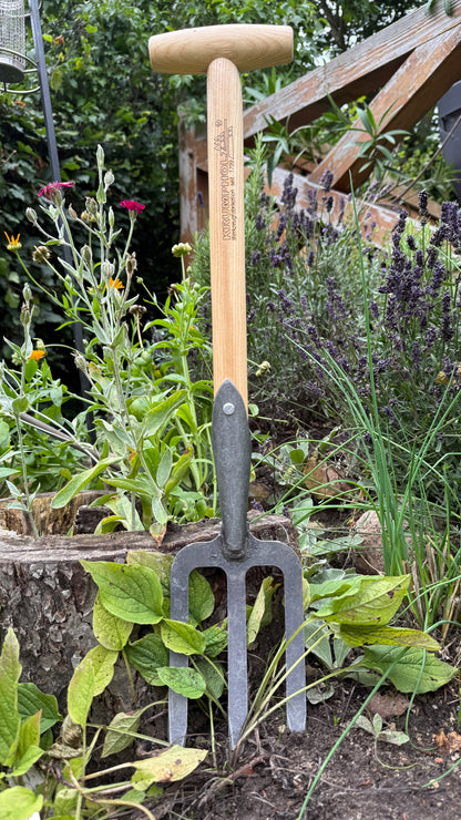 Krumpholz - Grabegabel / Staudengabel handlich klein mit Eschen-T-Stiel ca. 60cm