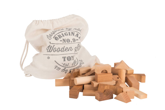 Natürliche Holzbausteine im Beutel - 100 Teile