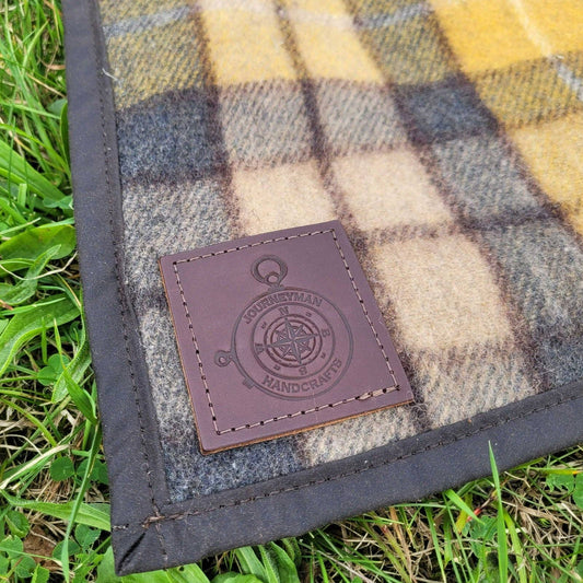 Picknickdecke kariert Wolle und gewachstes Segeltuch
