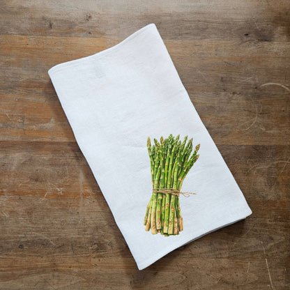 Gästetuch aus 100% Leinen mit Spargel-Print Veggies