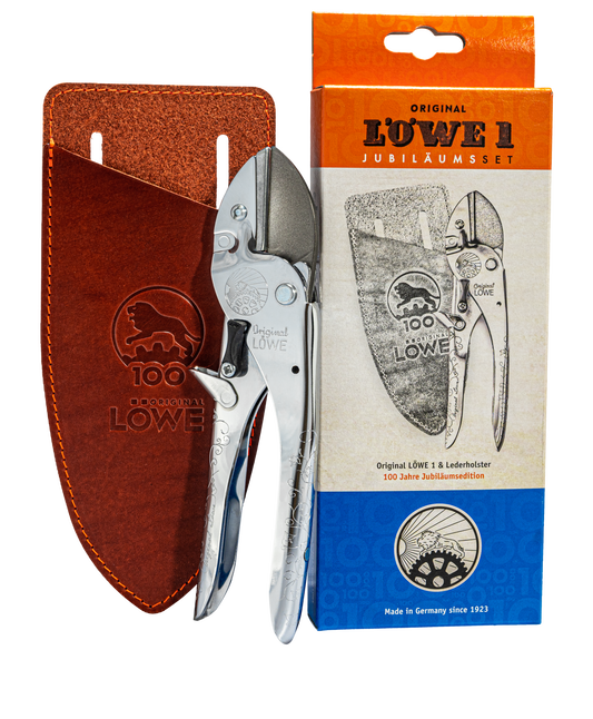 Original Löwe 1.100 Amboss-Schere mit Lederholster Jubiläumsedition