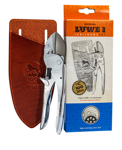 Original Löwe 1.100 Amboss-Schere mit Lederholster Jubiläumsedition