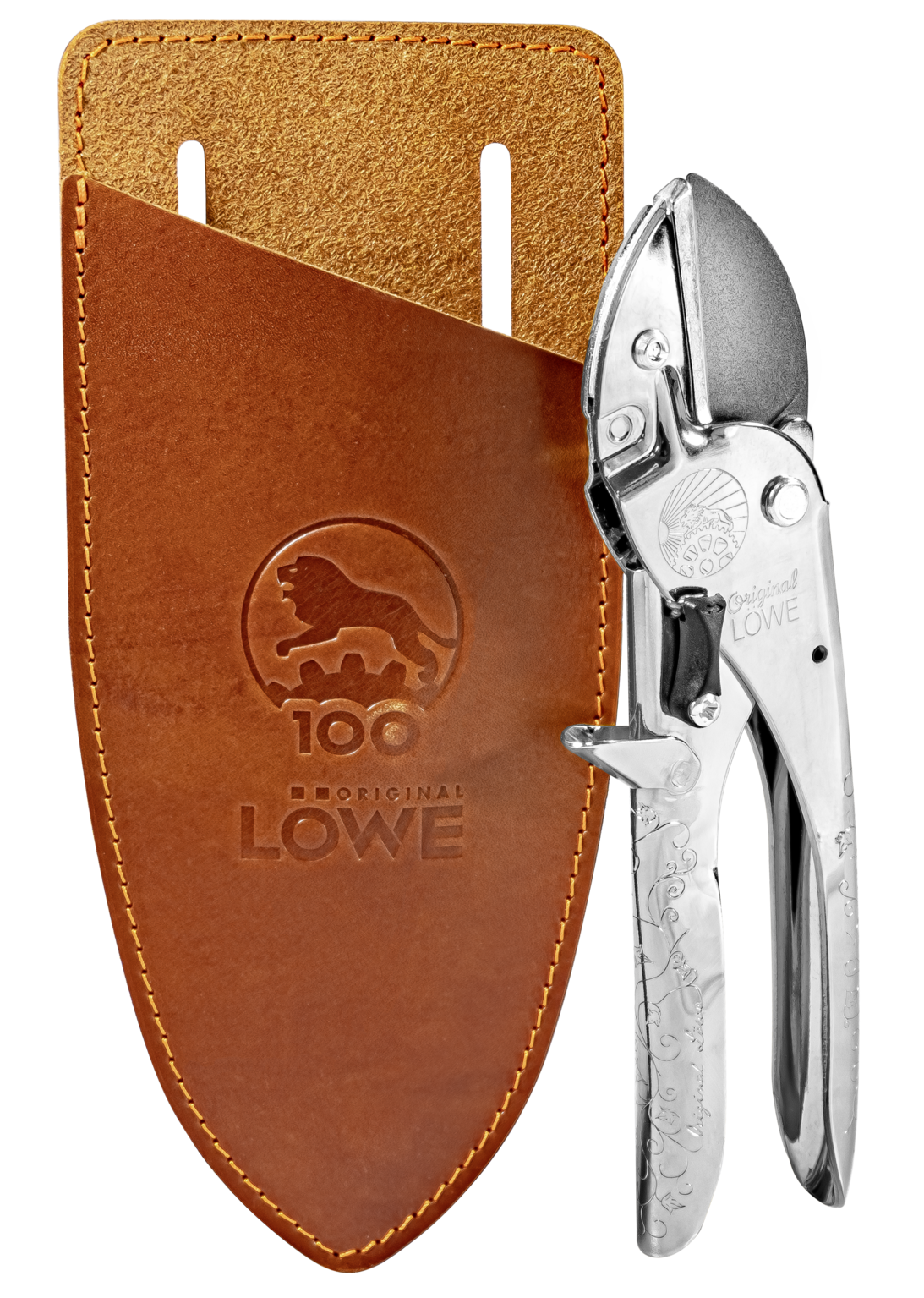 Original Löwe 1.100 Amboss-Schere mit Lederholster Jubiläumsedition