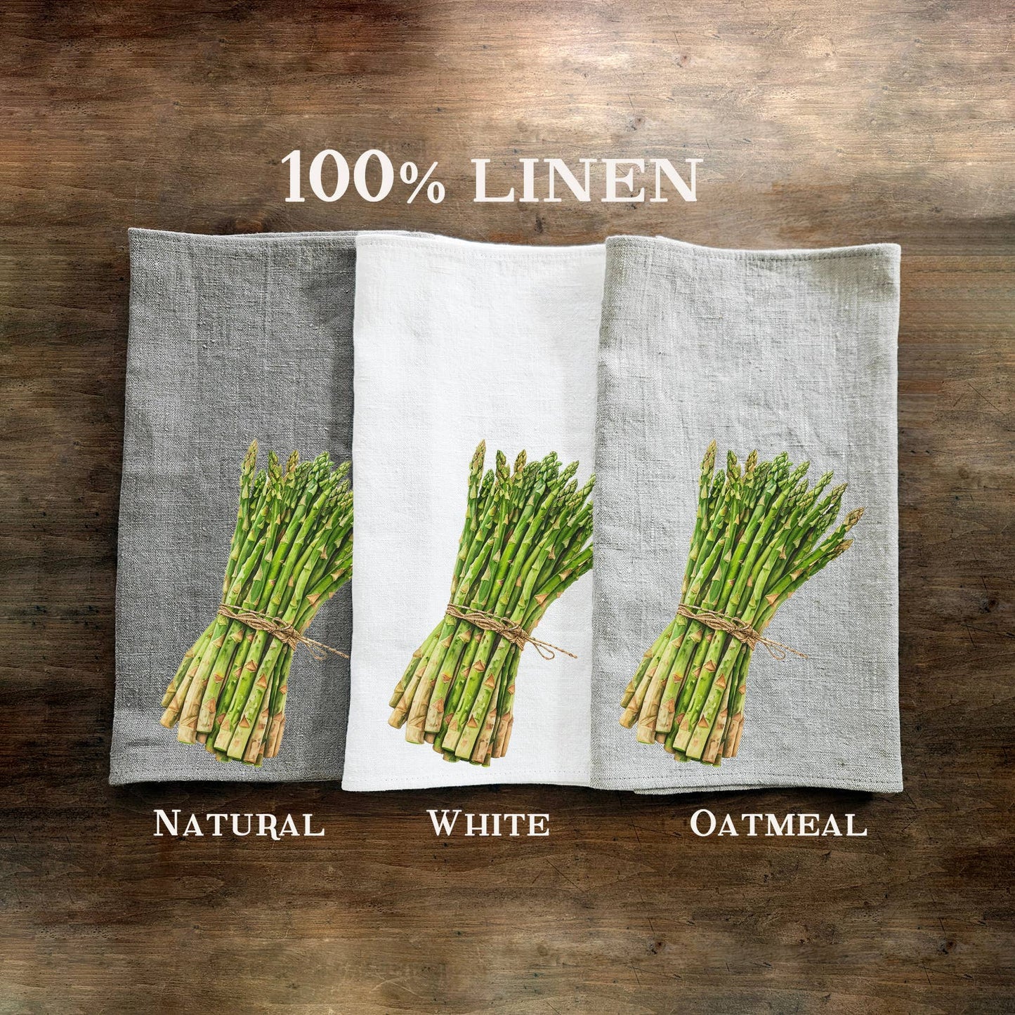 Gästetuch aus 100% Leinen mit Spargel-Print Veggies