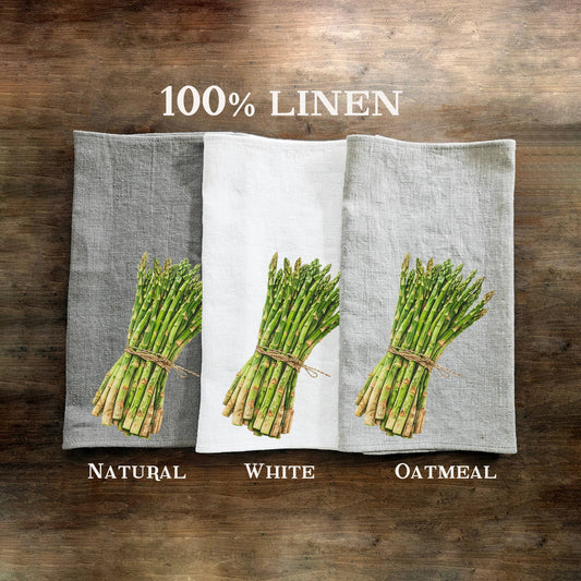 Gästetuch aus 100% Leinen mit Spargel-Print Veggies