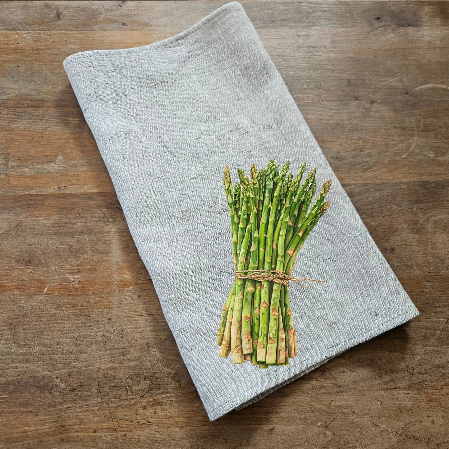 Gästetuch aus 100% Leinen mit Spargel-Print Veggies