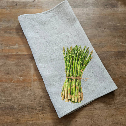 Gästetuch aus 100% Leinen mit Spargel-Print Veggies
