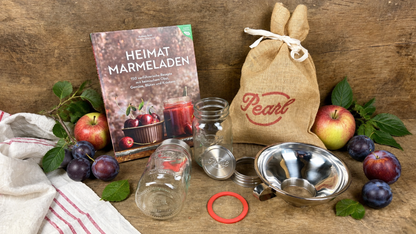 Geschenkset „Heimatmarmeladen“ – Buch & Pearl Einmach-Set