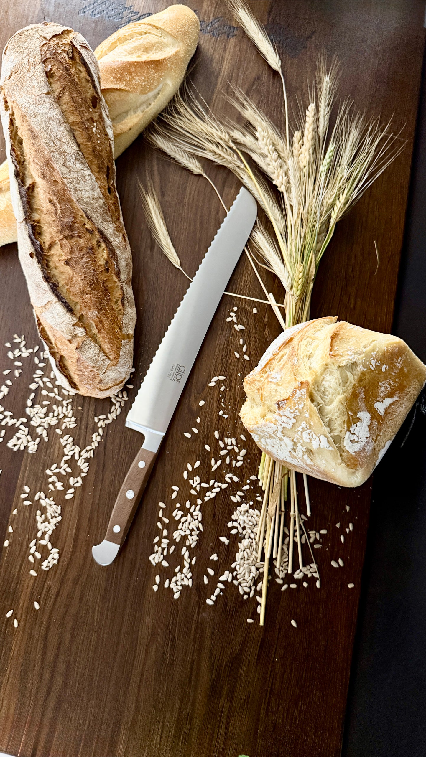 Güde bread knife Alpha walnut (blade length 32 cm)
