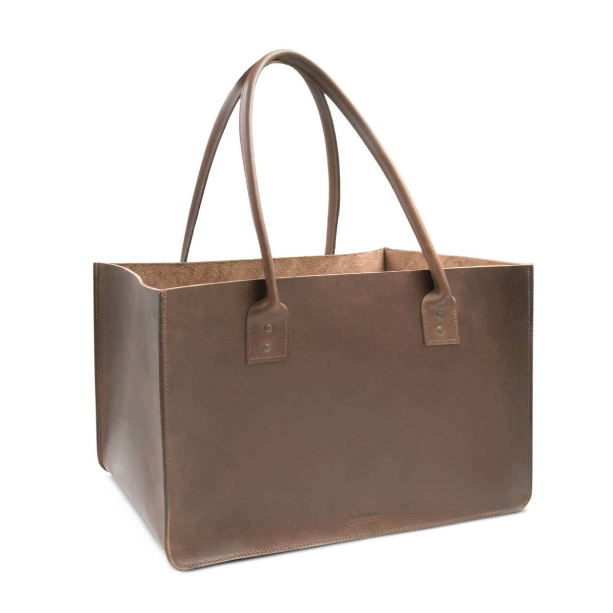 Einkaufstasche in Leder für den Markt oder Kaminholztasche aus Leder
