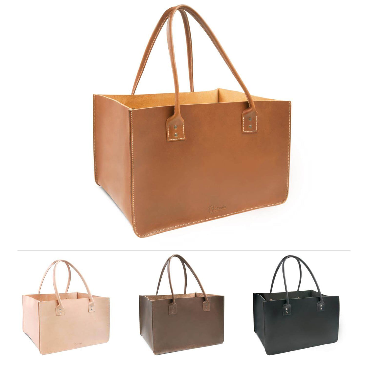 Einkaufstasche in Leder für den Markt oder Kaminholztasche aus Leder