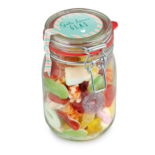Midi Glas Gute Laune Bunte Süßigkeiten Mischung Geschenk