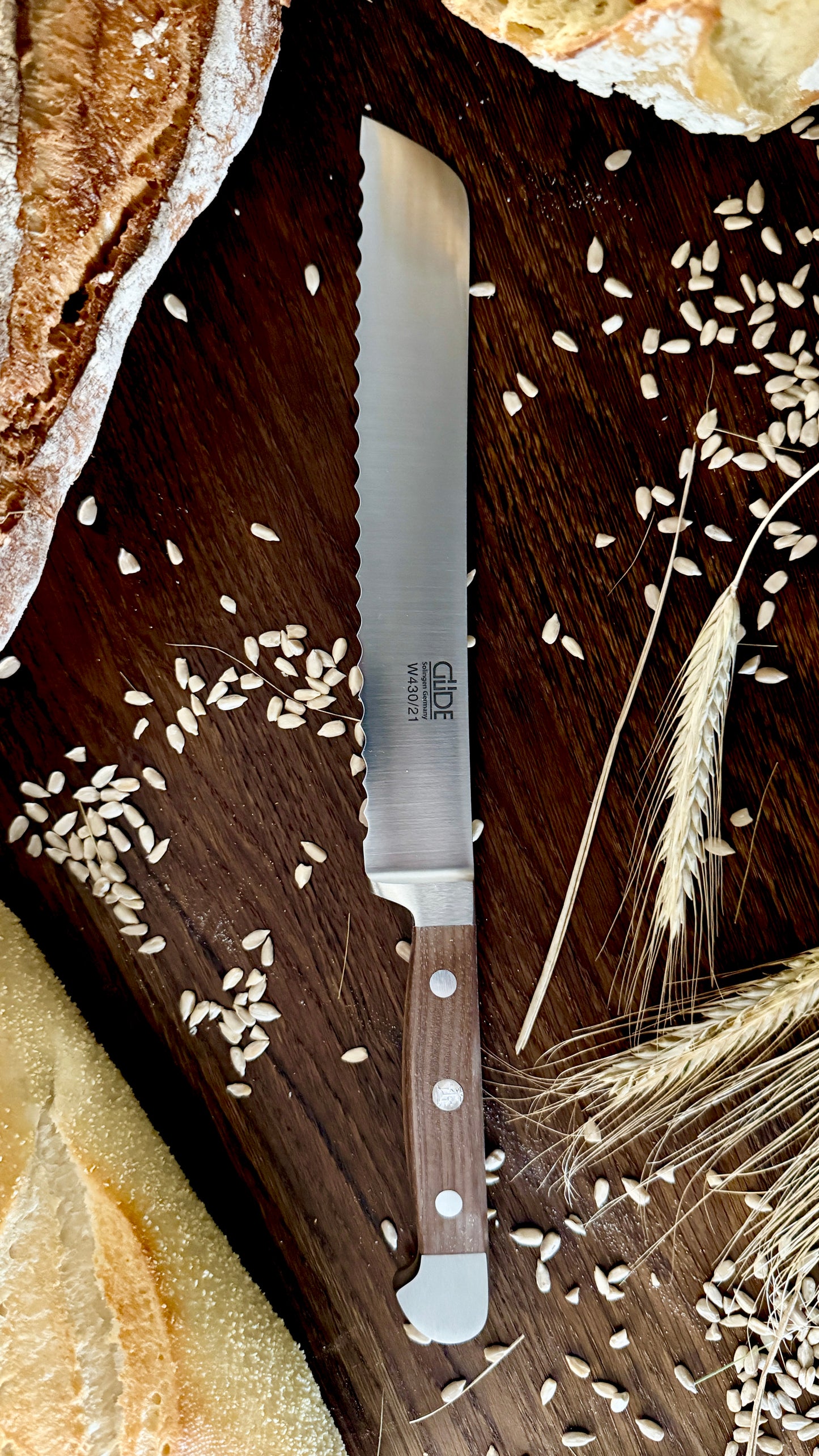 Güde bread knife Alpha walnut (blade length: approx. 21 cm) 