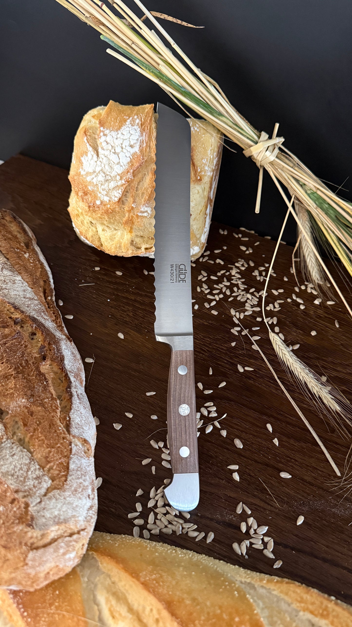 Güde bread knife Alpha walnut (blade length: approx. 21 cm) 