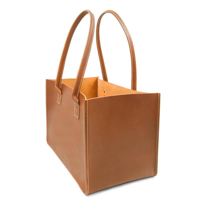 Einkaufstasche in Leder für den Markt oder Kaminholztasche aus Leder