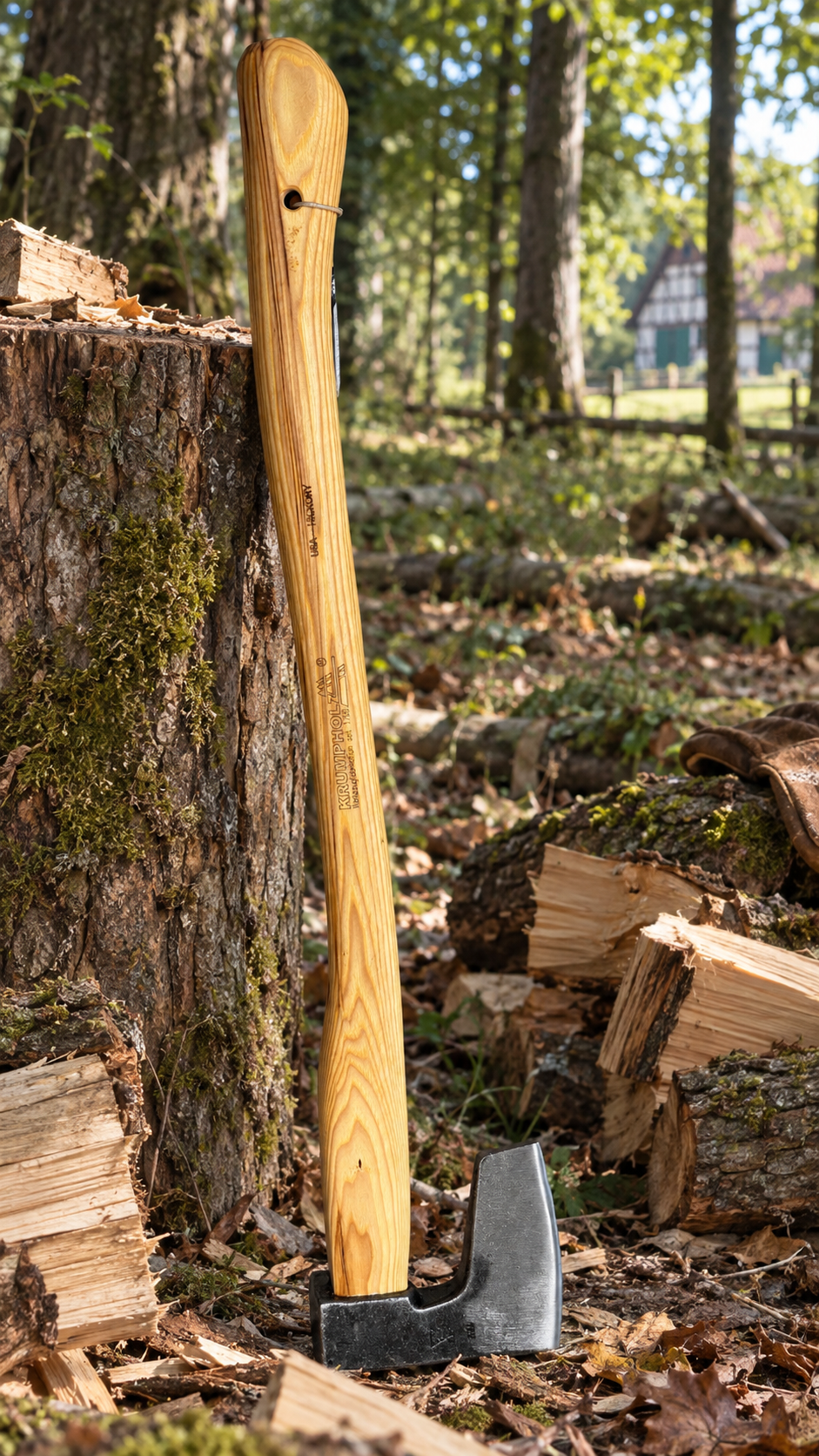 Krumpholz - Forst- und Spaltaxt Nr. 0083 mit 80 cm Hickorystiel – 1,5 kg