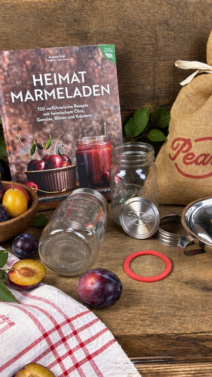Geschenkset „Heimatmarmeladen“ – Buch & Pearl Einmach-Set