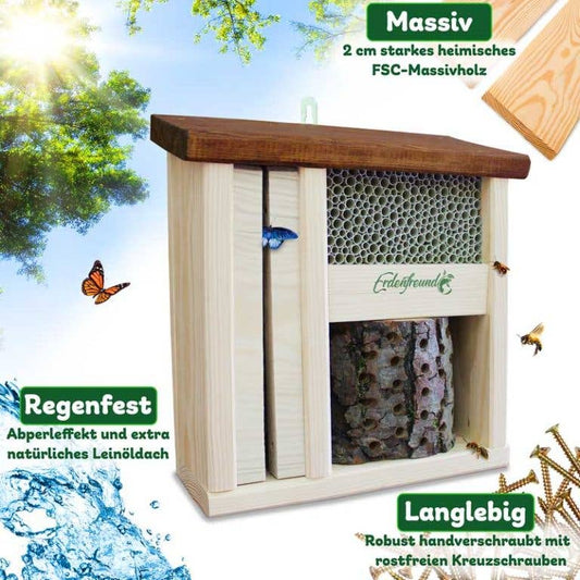 ERDENFREUND® Wildbienenhotel mit Schmetterlingshaus