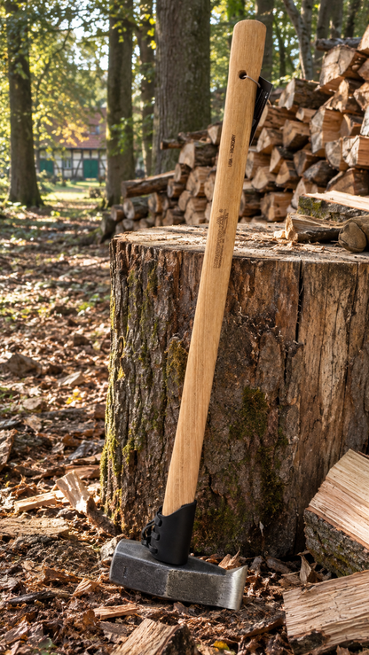 Krumpholz - Holzspalthammer Nr. 4005 mit 90 cm Hickorystiel & Lederschutz