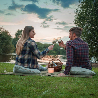 Picknickdecke kariert Wolle und gewachstes Segeltuch