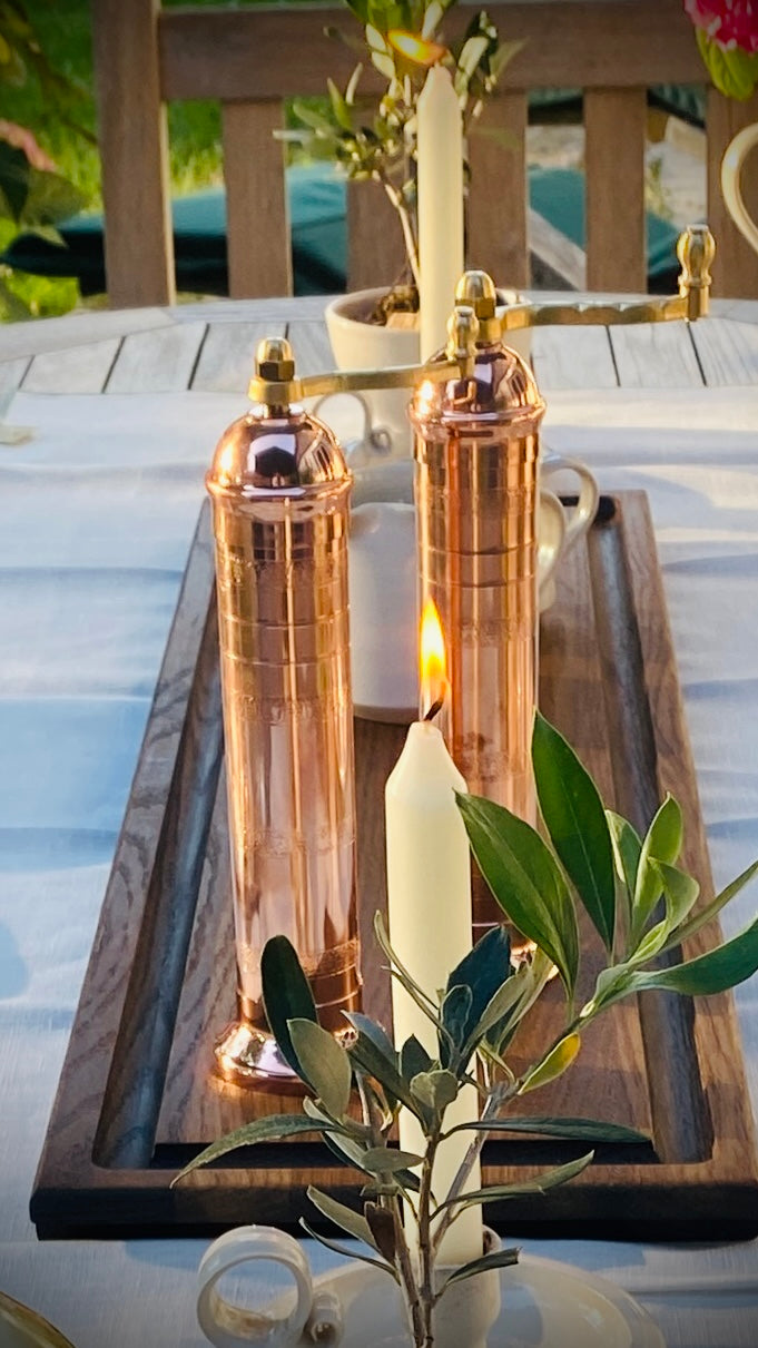 Geschenk-Set Gewürzmühle Kupfer handmade mit 6 Gewürzen im Glas