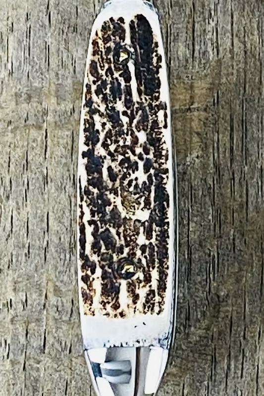 Oak leaf table spoon with stag horn handle