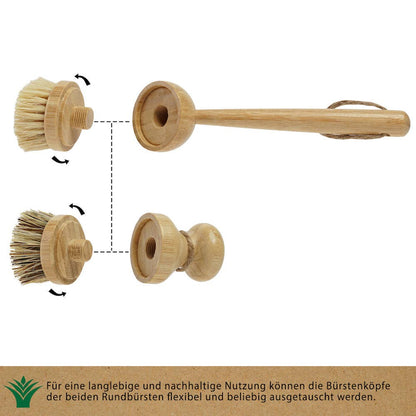 PROTEA 4er Set Spülbürsten aus Bambus und Naturfasern