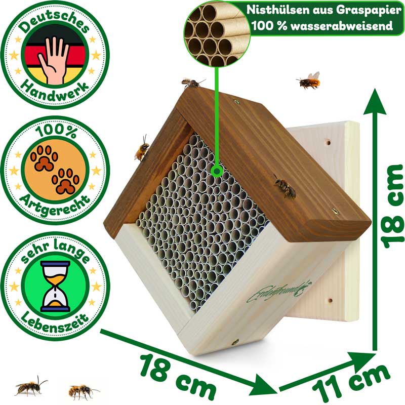 ERDENFREUND® Wildbienenhaus mit 4-fach Aufhängung