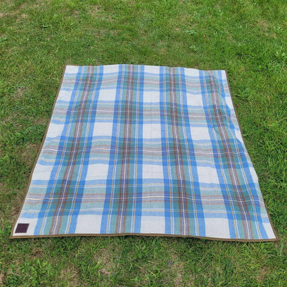 Picknickdecke kariert Wolle und gewachstes Segeltuch